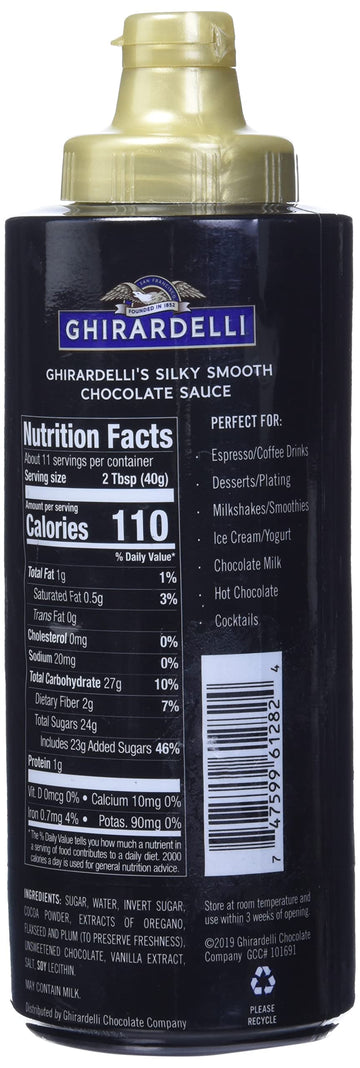 Ghirardelli Chocolate Sauce, Black Label, 16oz Squeeze Bottle - Rich, Decadent Flavor for Desserts and Drinks