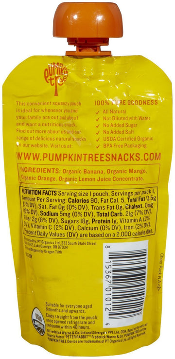 Peter Rabbit Organics Baby Mango, Banana, And Orange, 4 Oz (Pack Of 5)