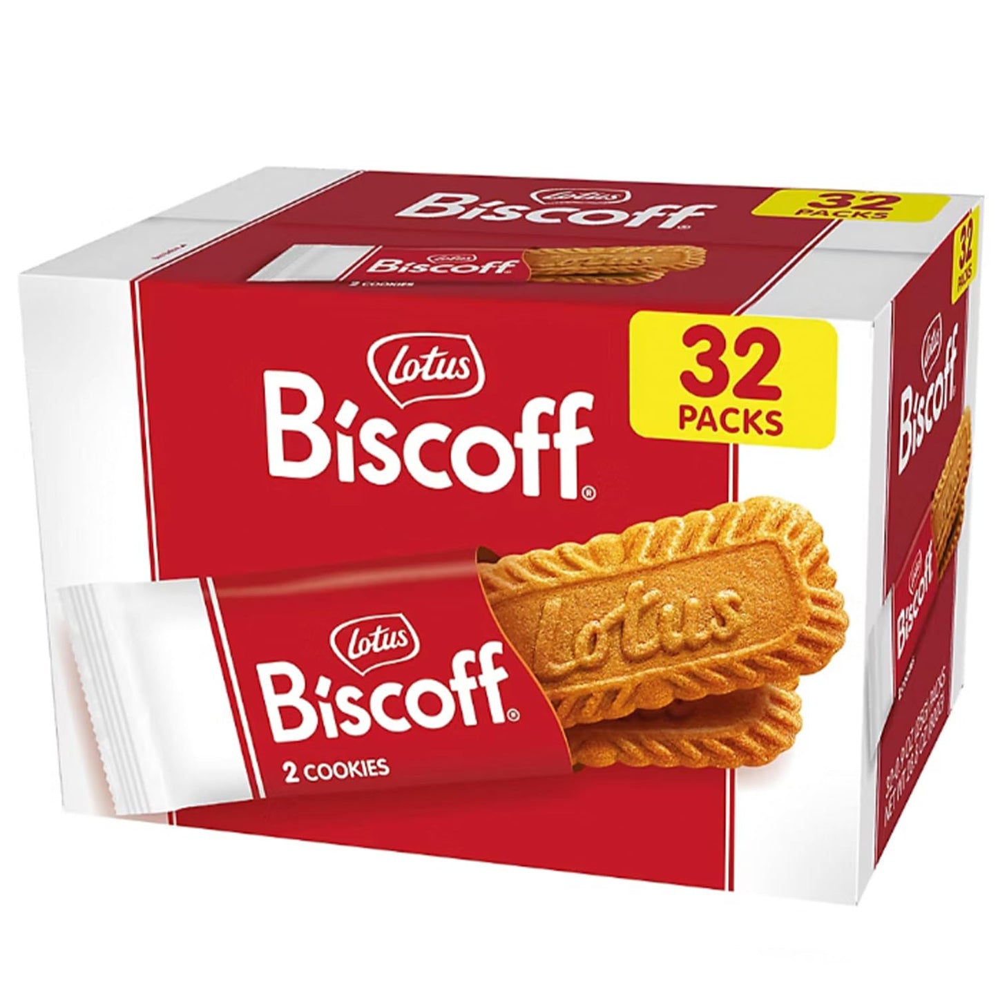 Biscof Top-Grade Belgian Shortbread Cookies - Caramelized Cinnamon Flavor - Tea & Coffee Snack Ice Cream Topping Party Treat Office Snack Holiday Gift - 32 Packs (2 Cookies Each)