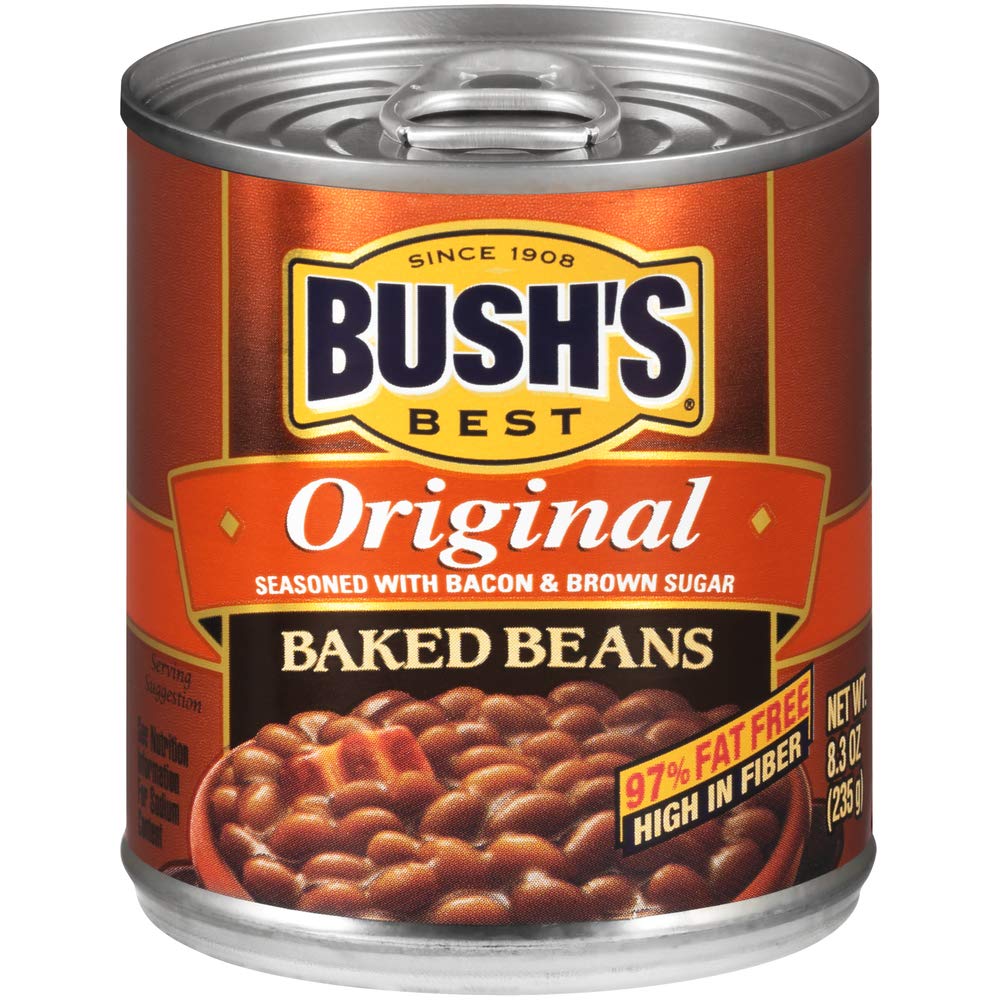 BUSH'S BESTCanned Original Baked Beans, Source of Plant Based Protein and Fiber, Low Fat, Gluten Free, 8.3 oz (Pack of 1)