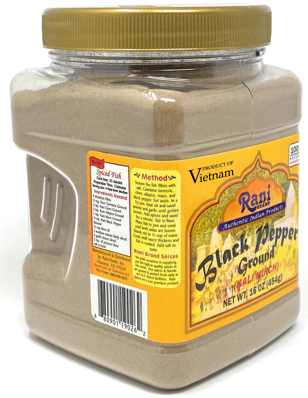 Rani Black Pepper Fine Powder 80 Mesh 16oz (1lb) - All Natural, Vegan, Gluten Friendly, NON-GMO, Kosher, Product of Vietnam
