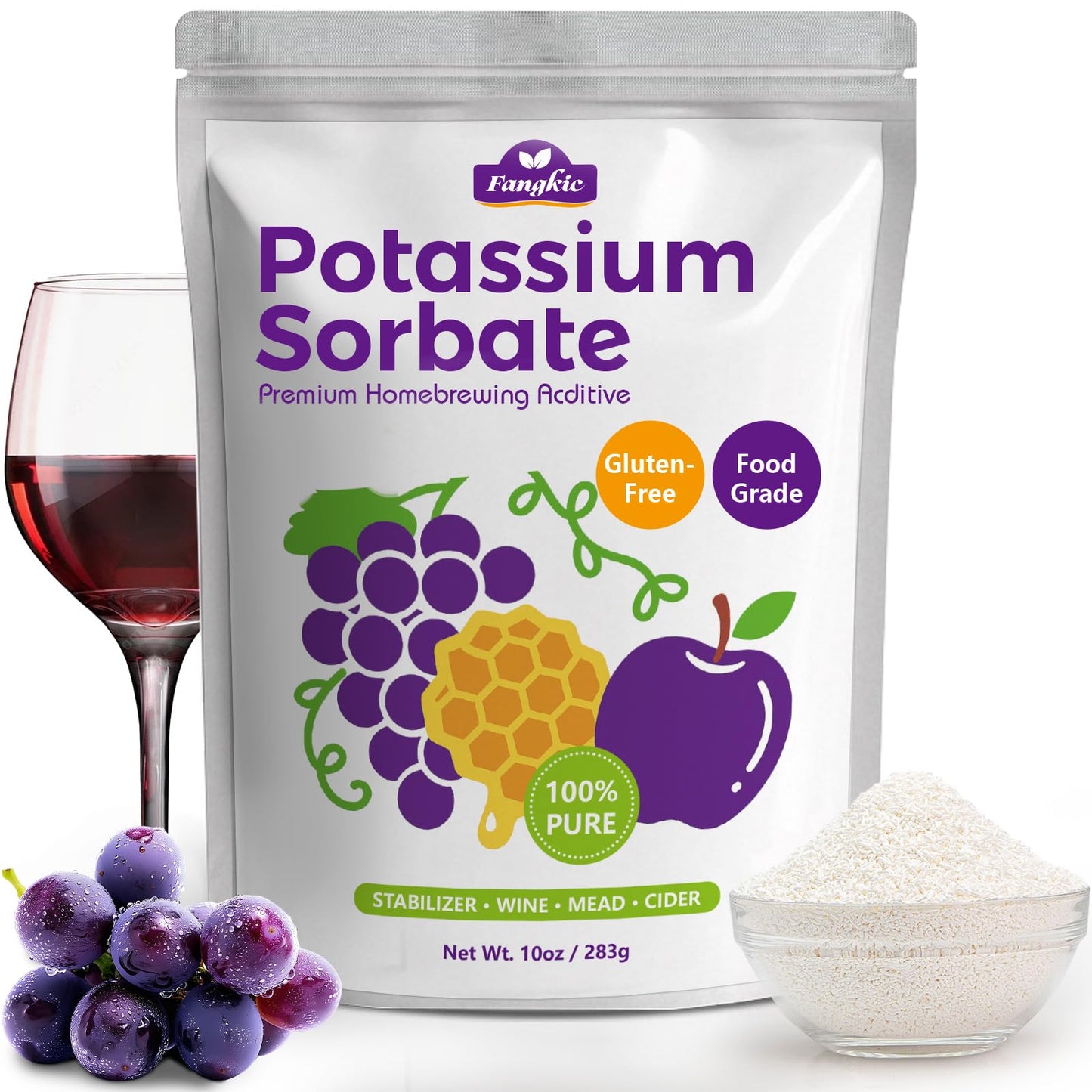 Potassium Sorbate 10 Oz (283 G) Food Grade Preservative & Stabilizer For Beverage-Inspired Malt Drink Kombucha Baking Jerky & Fruit Pur?Es | Resealable Pouch | Extends Freshness & Shelf Life | 2-Year Shelf Life