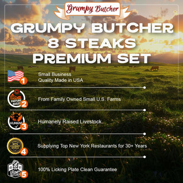 Dens Hot Dogs Gspirit-inspired flavorpy Butcher 8 Steaks Premium Set - 4 NY Strips, 2 Ribeye, 2 Filet Mignons - Gourmet Meat Gift Basket