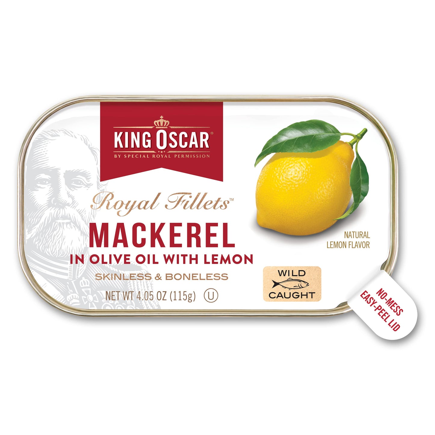 King Oscar Mackerel In Olive Oil With Lemon, 4.05 Ounce Cans (Pack Of 12, Packaging May Vary), Skinless & Boneless, Wild Caught Canned Mackerel