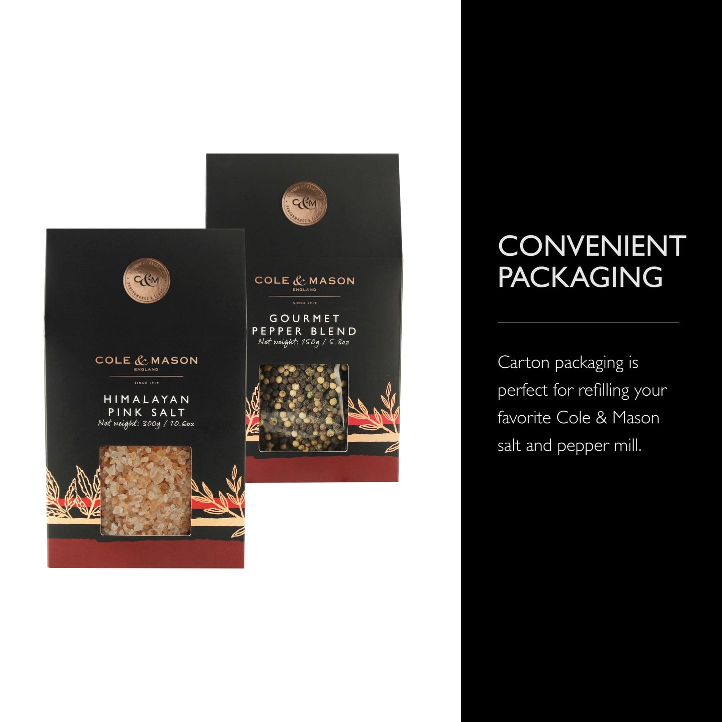 Cole & Mason Gourmet Spice Refill Box - Himalayan Pink Salt & Peppercorns - 15.9 oz Box Set