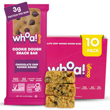 Whoa Dough Edible Cookie Dough Bars- Certified Non-GMO, Kosher and Gluten Free Bars - Healthy Snack Foods - Plant Based Snacks M
