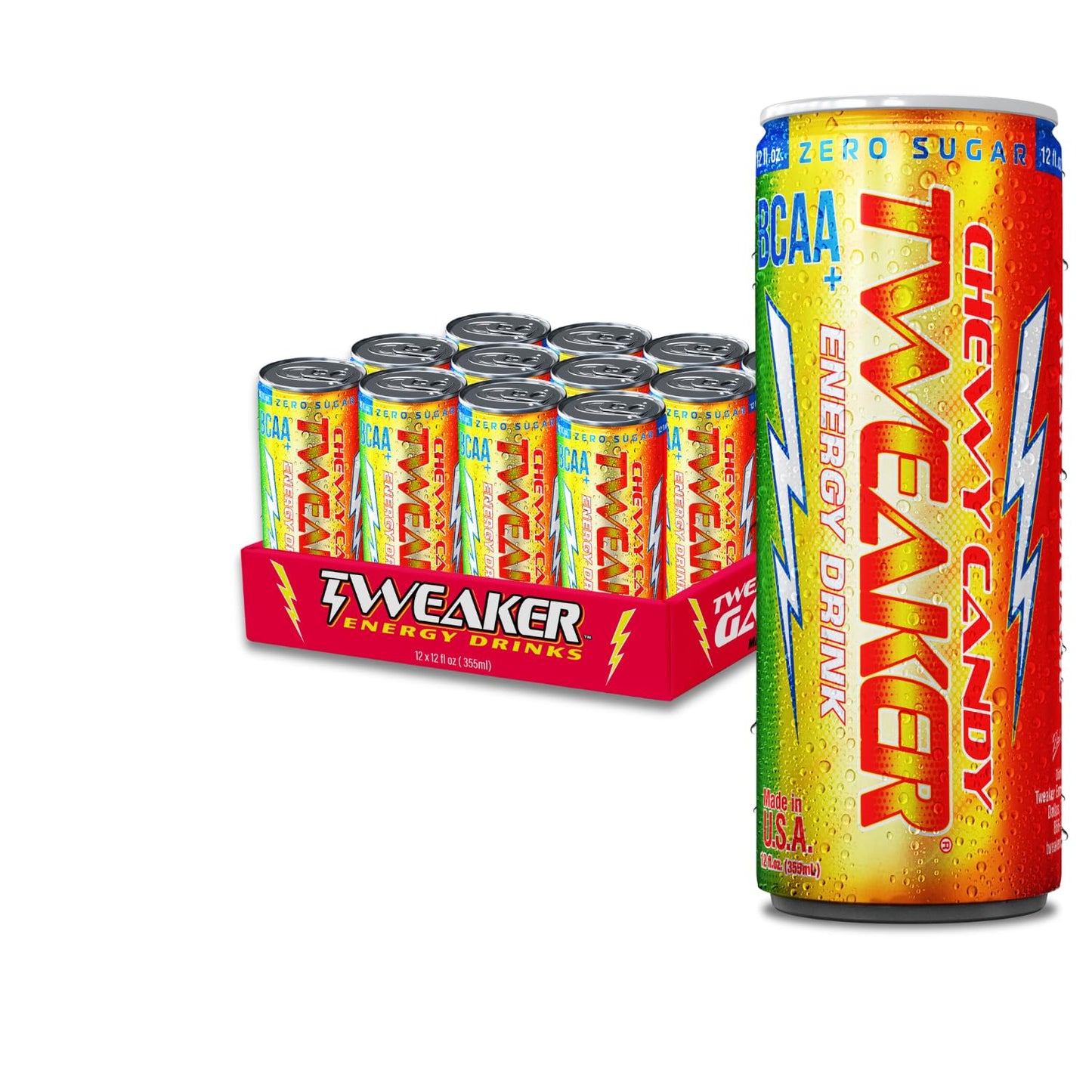Tweaker Energy Drink Pre Workout, Sugar Free, Low Calorie, 110 mg Caffeine, 12 oz, Pack of 12