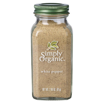 Simply Organic White Pepper, 2.86-Ounce Jar, Lightly Flavor Sauces, Fish, Chicken & Potato Dishes, Milder Earthy Flavor