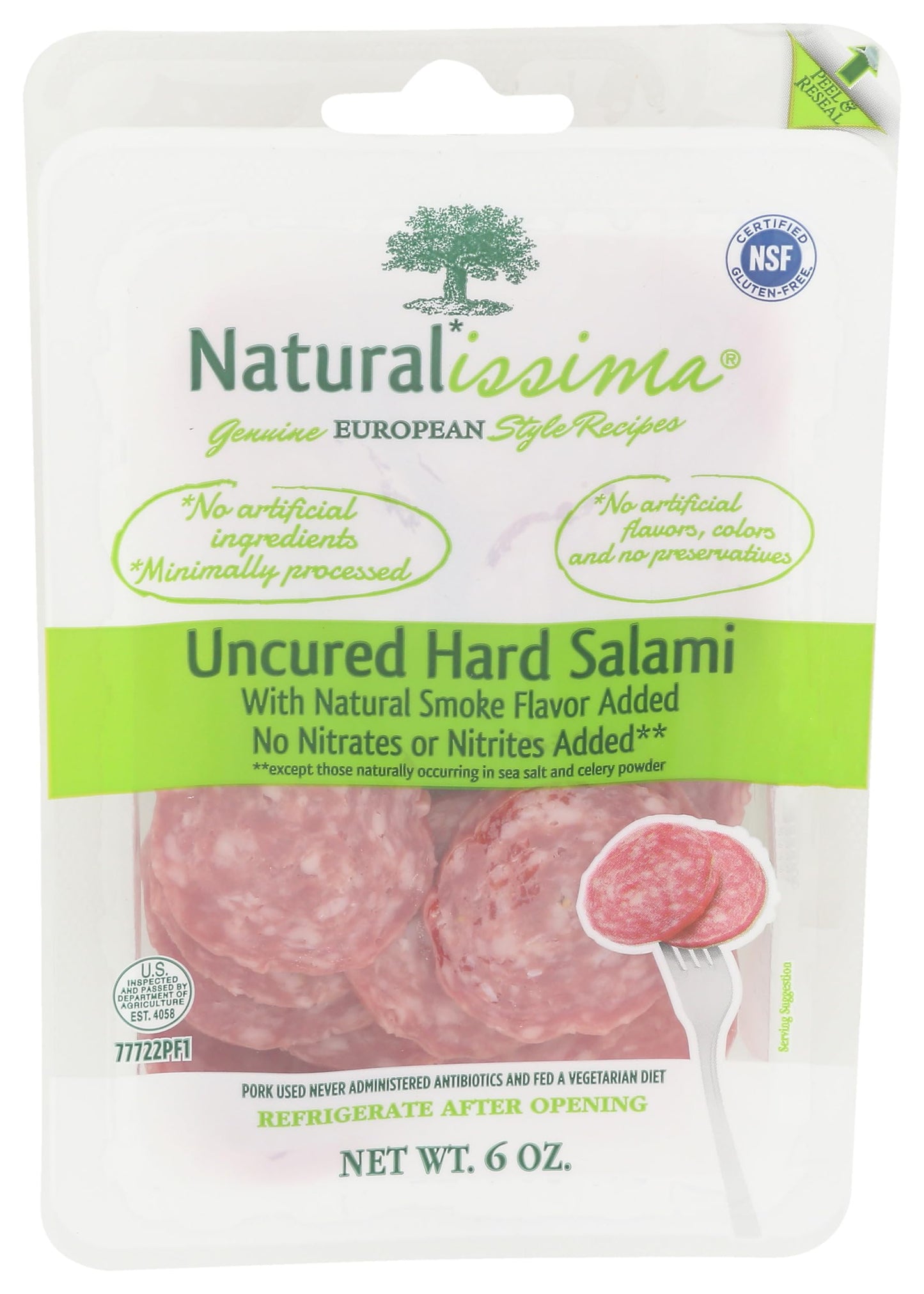 Naturalissima, Uncured Hard Salami, 6 oz