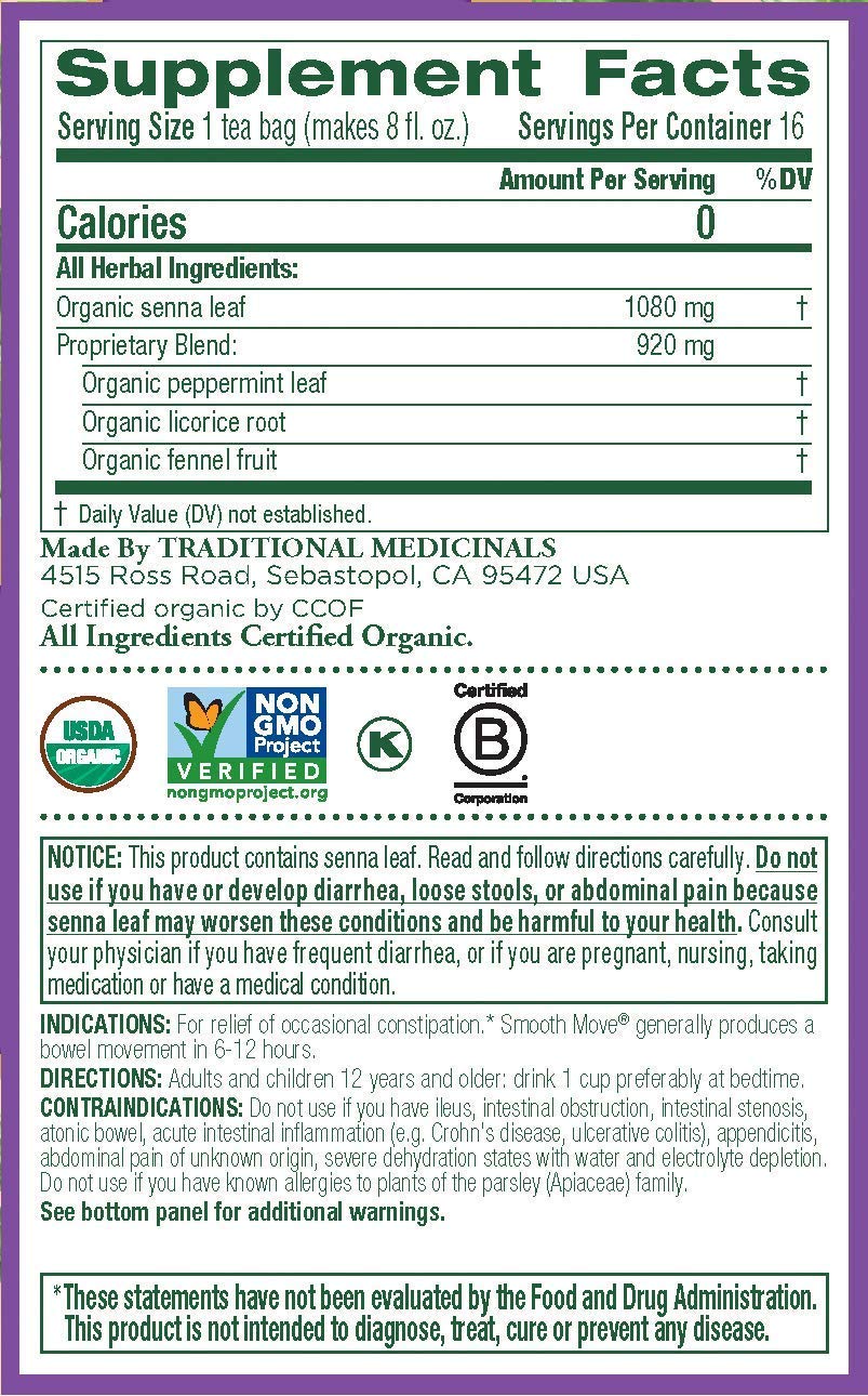 Traditional Medicinals Peppermint Smooth Move Herbal Tea Bags, 16 Count, Model 032917002006
