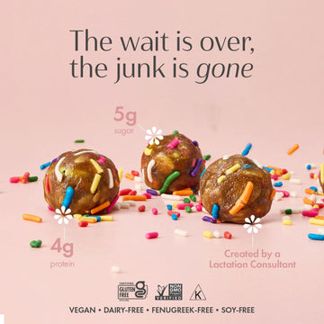 Boobie Lactation Cookies, Birthday Cake | Vegan, Gluten-Free, Dairy-Free, Soy-Free Plant-Based Protein + Prebiotics | 5g Sugar,