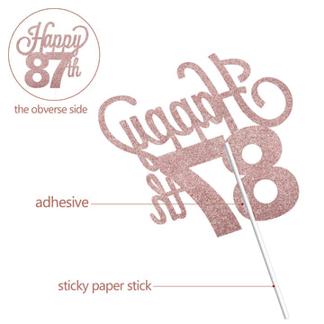 Lingteer Happy 87Th Birthday Cake Topper - Cheers To 87Th Birthday 87 Years Old Birthday Party Cake Decorations Sign.