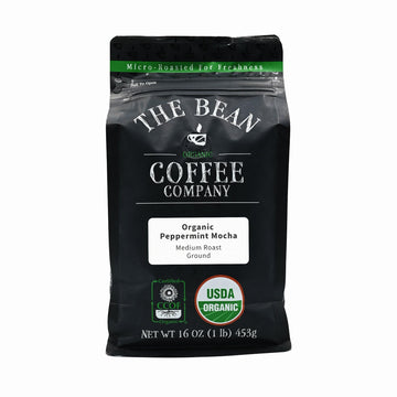 The Bean Organic Coffee Company Peppermint Mocha, Medium Roast, Ground Coffee, 16-Ounce Bag,Café Molido Tostado Organico