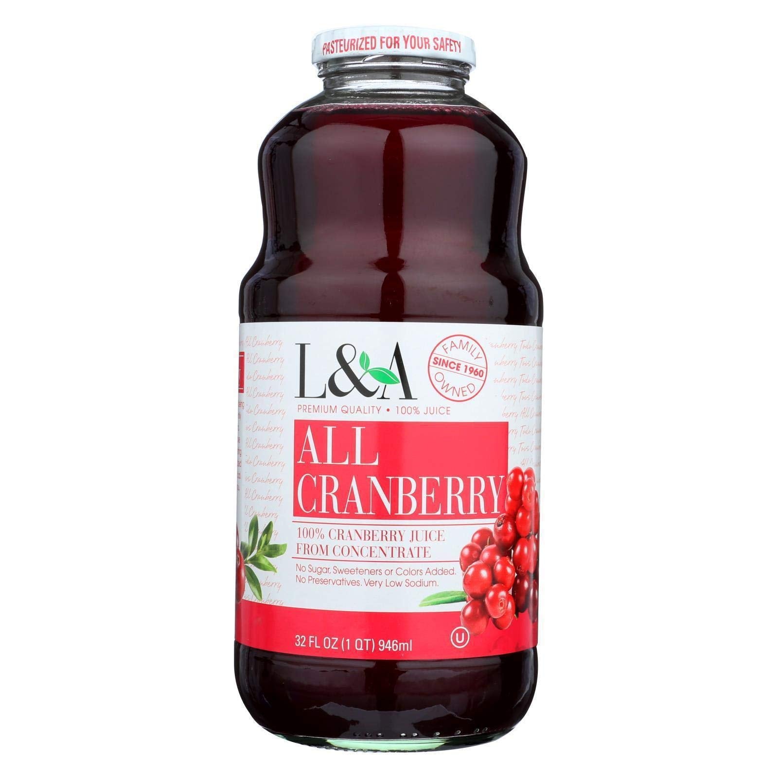 L&A, Juice All Cranberry, 32 Fl Oz