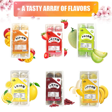 Fusion Select Japanese Mochi Fruit Daifuku Japanese Desert Sweet Rice Cake Fruit Mochi Daifuku 240G/ 8.46Oz (Mango Flavor, 8.46