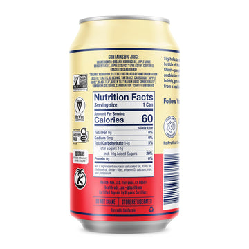 Health-Ade Pink Lady Apple Kombucha, Organic Drink, 12-Pack (11.5 Fl Oz Cans) - Fermented Tea With Probiotics, Non-Gmo, Vegan, G