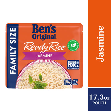 Ben'S Original Ready Rice Jasmine Family Size Rice, Easy Dinner Side, 17.3 Oz Pouch (Pack Of 6)