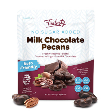 Sugar Free Milk Chocolate Covered Pecans, 1-Pound Pack