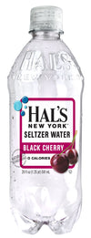 Hal's New York Seltzer Carbonated Black Cherry Flavored Sparkling Water, Zero Sugar, Zero Calorie, Zero Carbs, 20 Fl Oz (Pack of