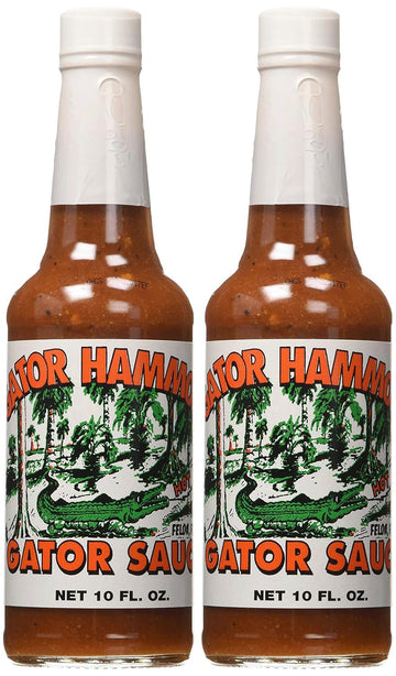 Gator Hammock Gator Sauce, Hot Pepper Sauce with Garlic and Spices, 10 fl oz, Pack of 2