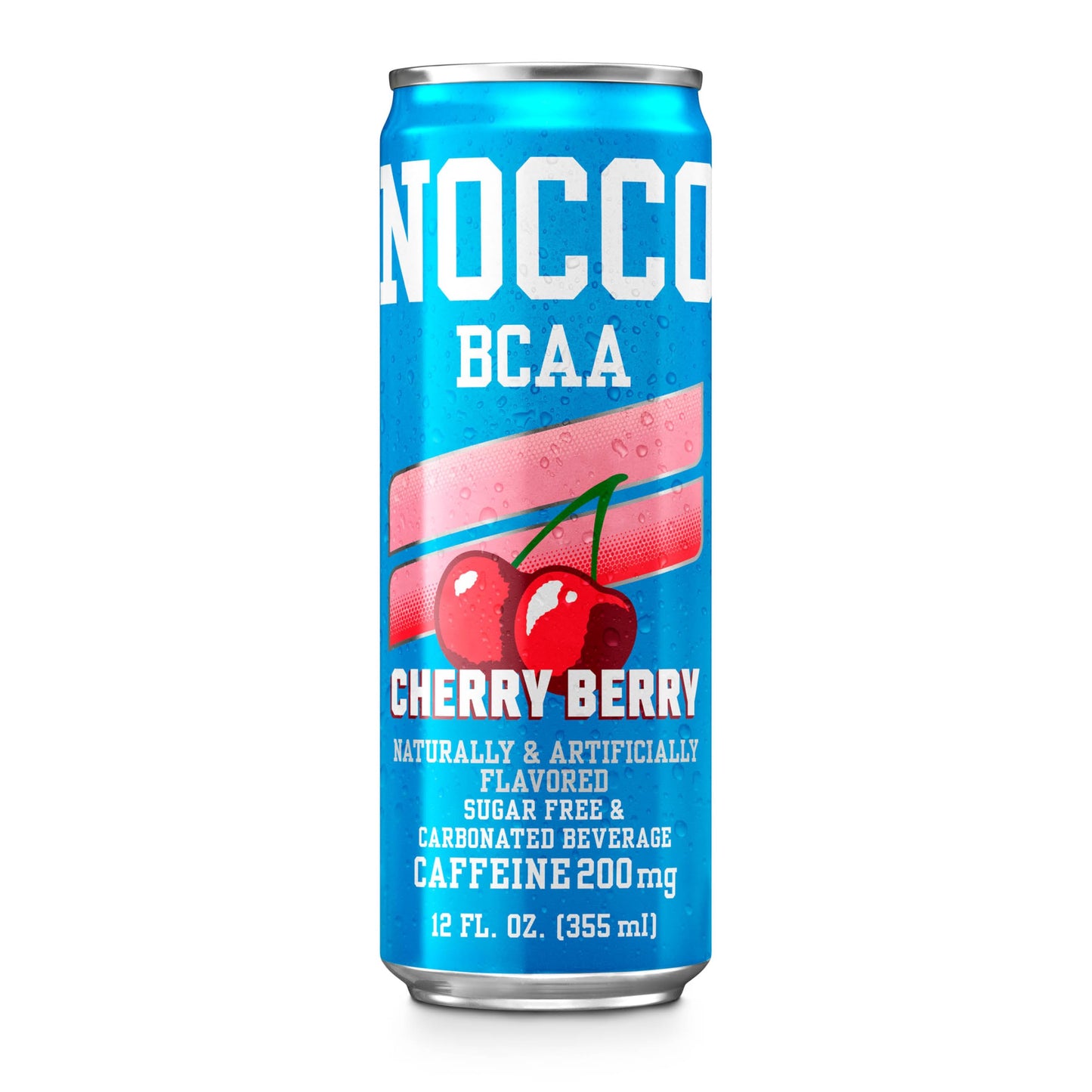 NOCCO BCAA Energy Drink Cherry Berry - 12 Fl Oz (Pack of 12) - 200mg of Caffeine Sugar Free Energy Drinks - Carbonated & Low Calorie BCAAs Vitamin B6 B12 & Biotin - Grab & Go Performance Drink