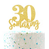 30 Someting Cake Topper, Happy 30th Birthday Sign,Dirty 30 Cake Topper,Hello 30 Party Decorations (Double Sided Gold Glitter)