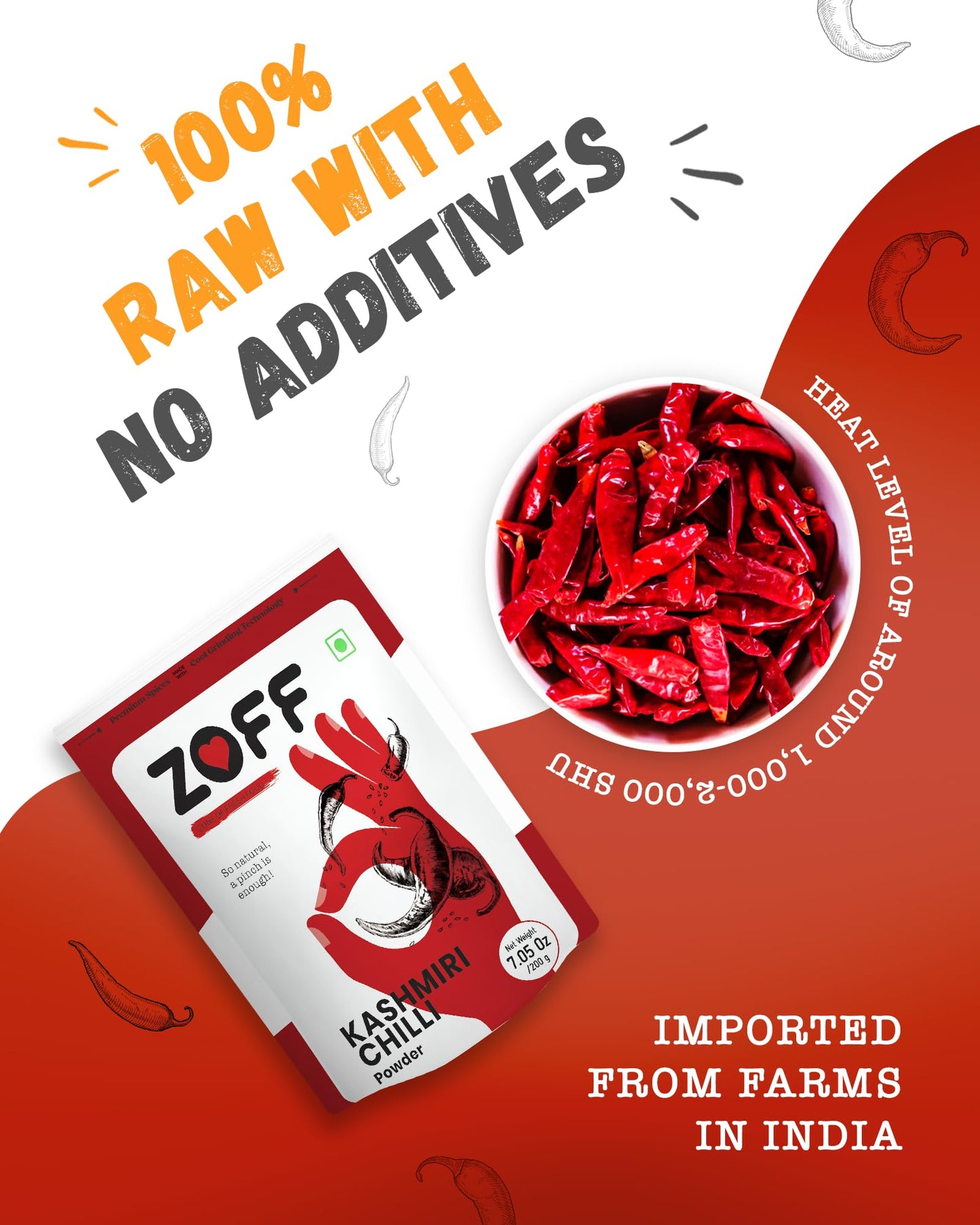 Zoff Kashmiri Chilli Powder Kashmiri Lal Mirch Powder Premium Zip Lock Pouch Net Weight-100 Gram