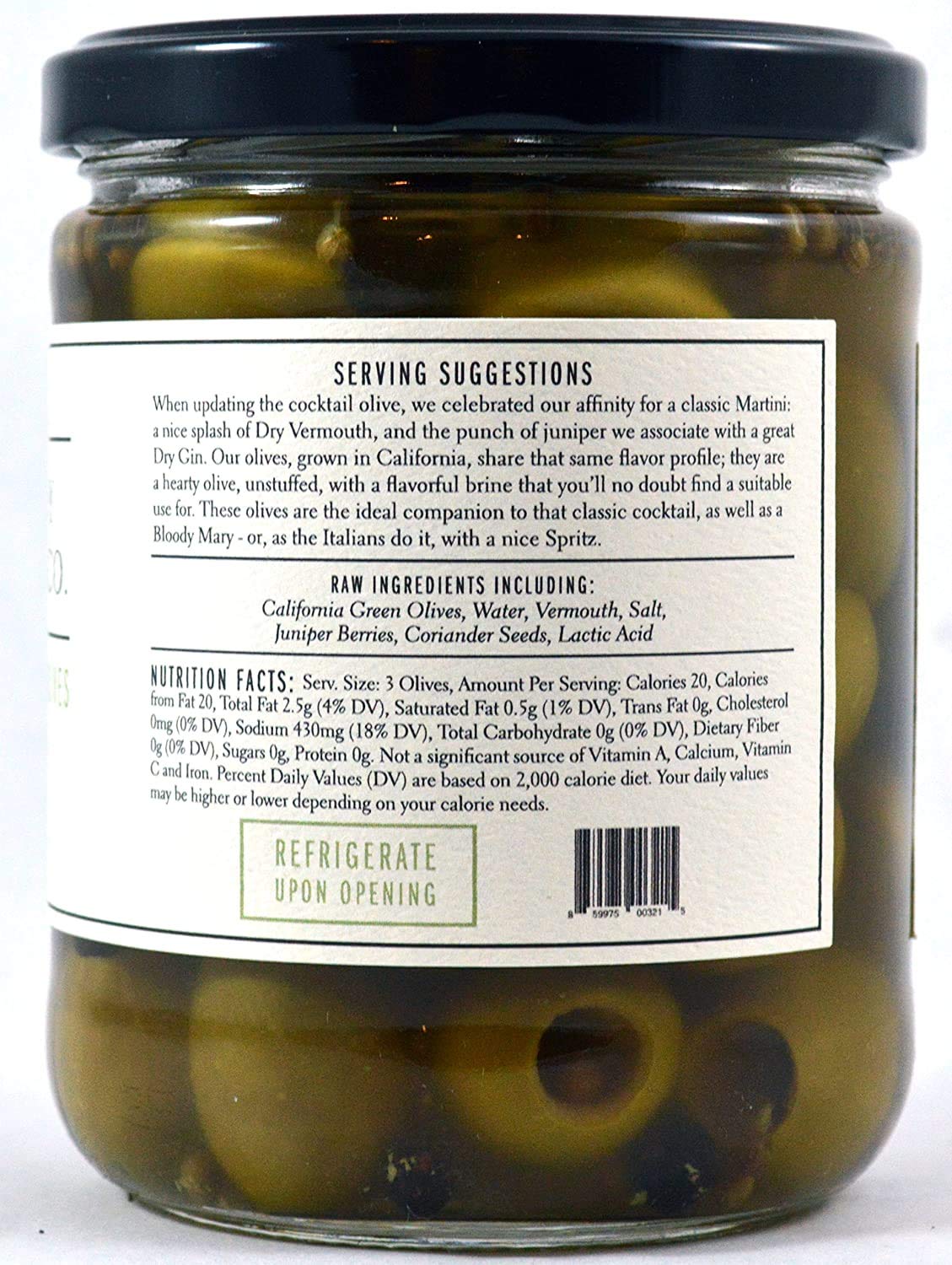 Jack Rudy Cocktail Co Vermouth Marinated Green Pitted Olives - 16 Fl Oz