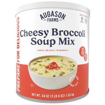 Augason Farms Cheesy Broccoli Soup Mix Can - Emergency Food Supply, 54 Fl Oz, 38 Servings, Model 5-90646