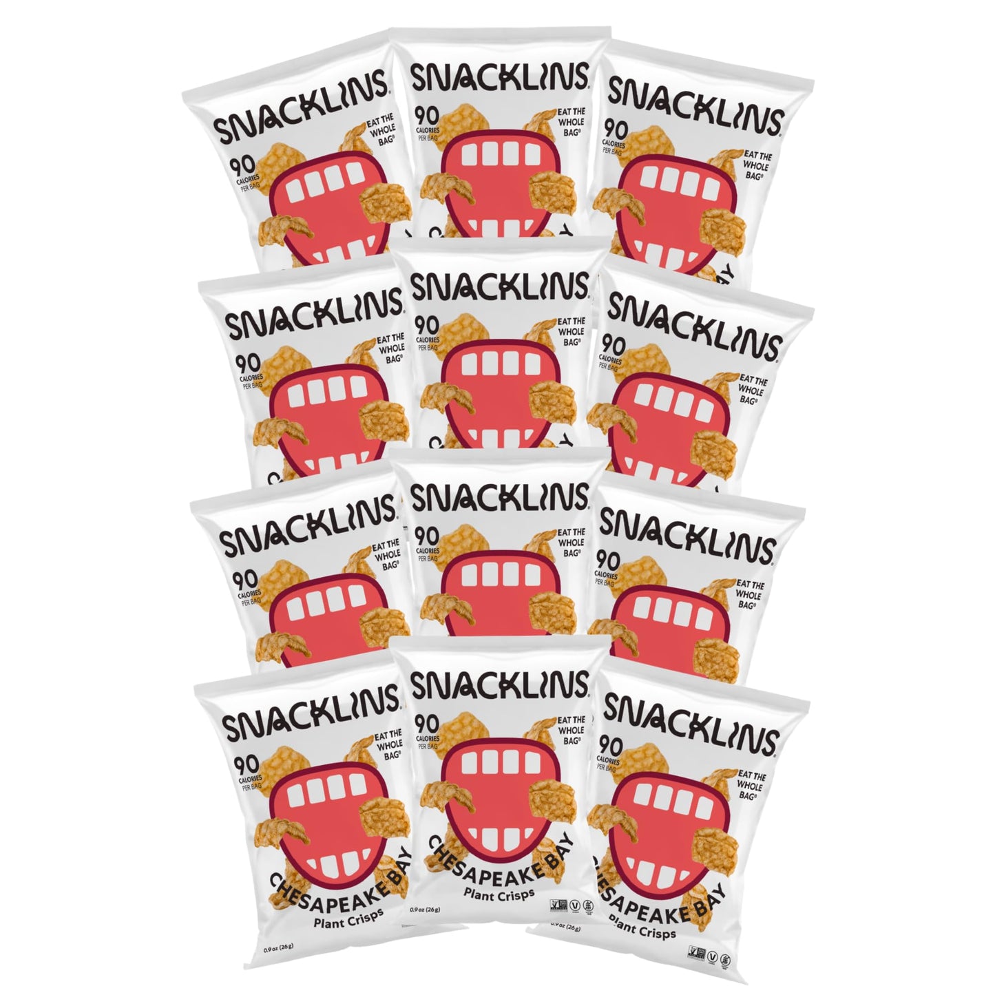 Snacklins Plant Based Crisps Chesapeake Bay - Gluten Free, Grain Free, 100% Kosher, Vegan Healthy Snacks, Crunchy Puffed Snack,