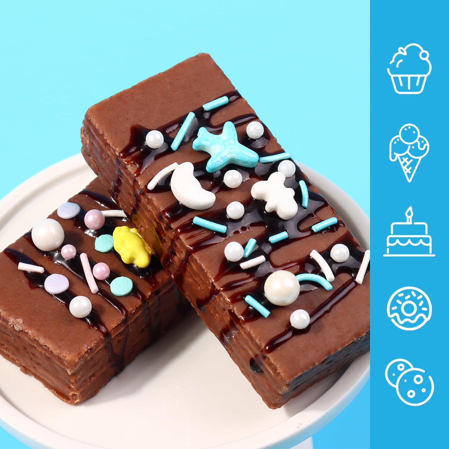 Sprinkles For Cake Decorating, Cupcake, Cookies, Ice Cream Topper, 6 Packs Blue Sprinkles, Winter Snowflakes Sprinkles, Six Of A