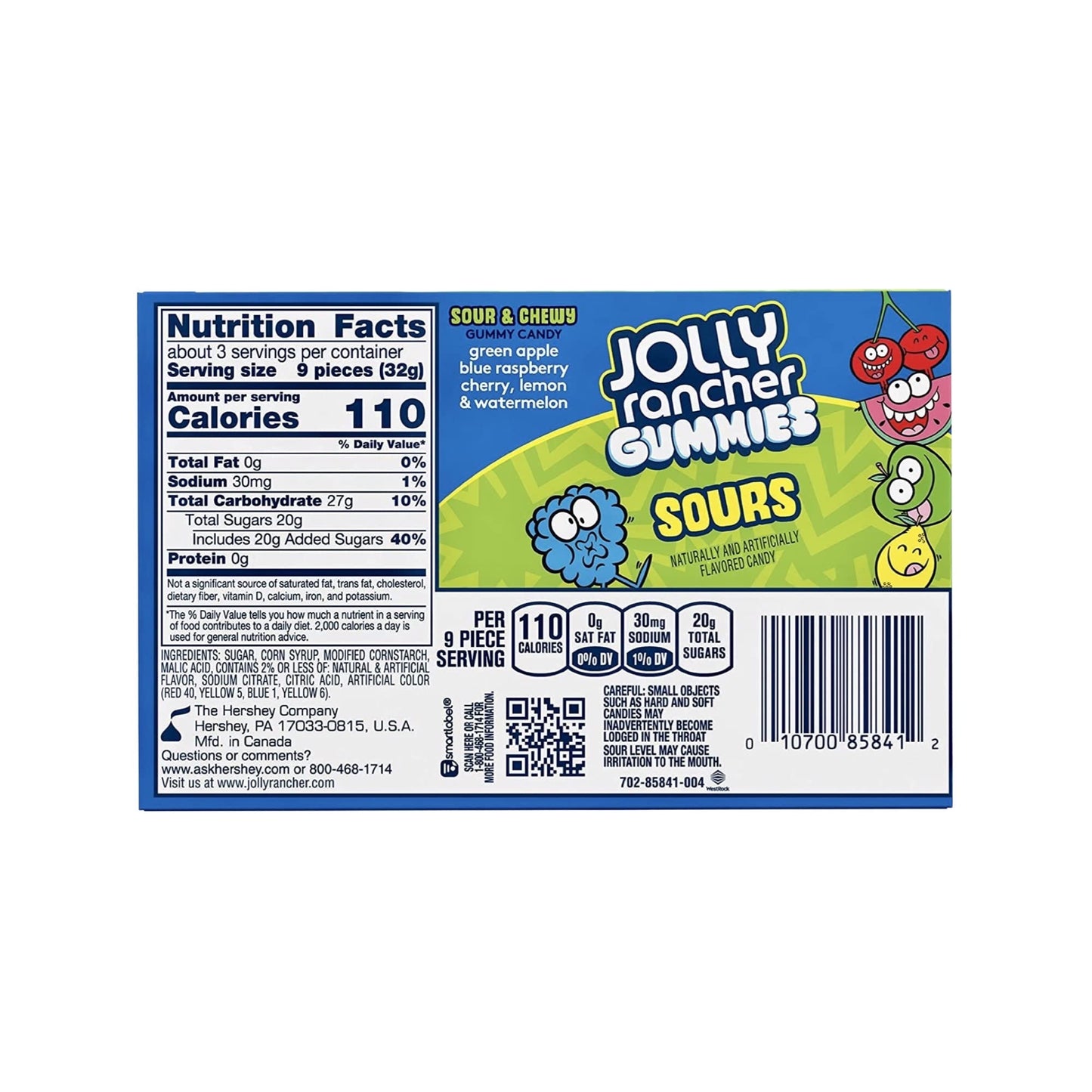 JOLLY RANCHER Gummies Sours Assorted Fruit Flavored Candy Boxes, 3.5 oz (11 Count)