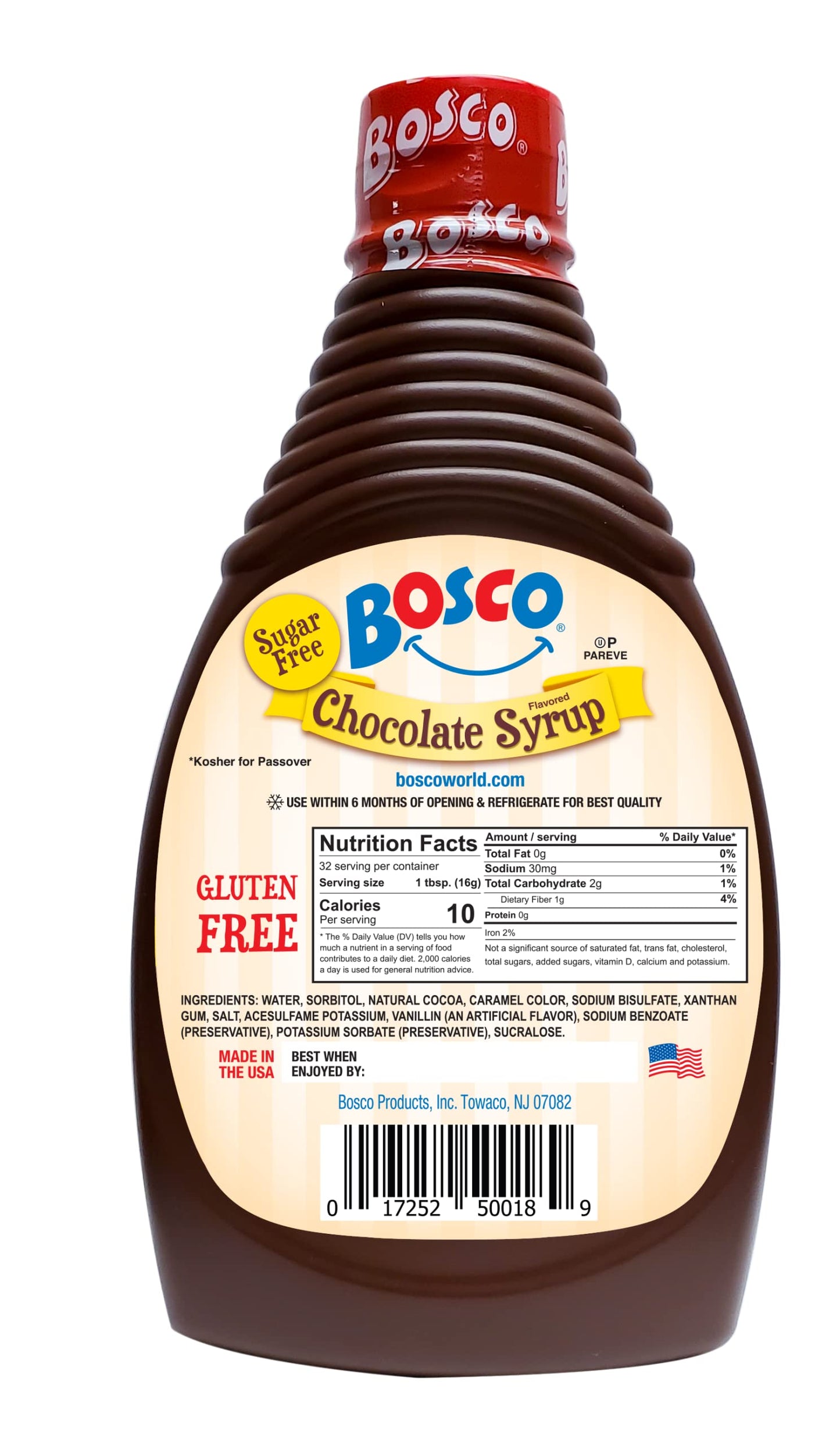 Bosco Sugar Free Chocolate Syrup 18Oz, | Kosher For Passover | No High Fructose Corn Syrup