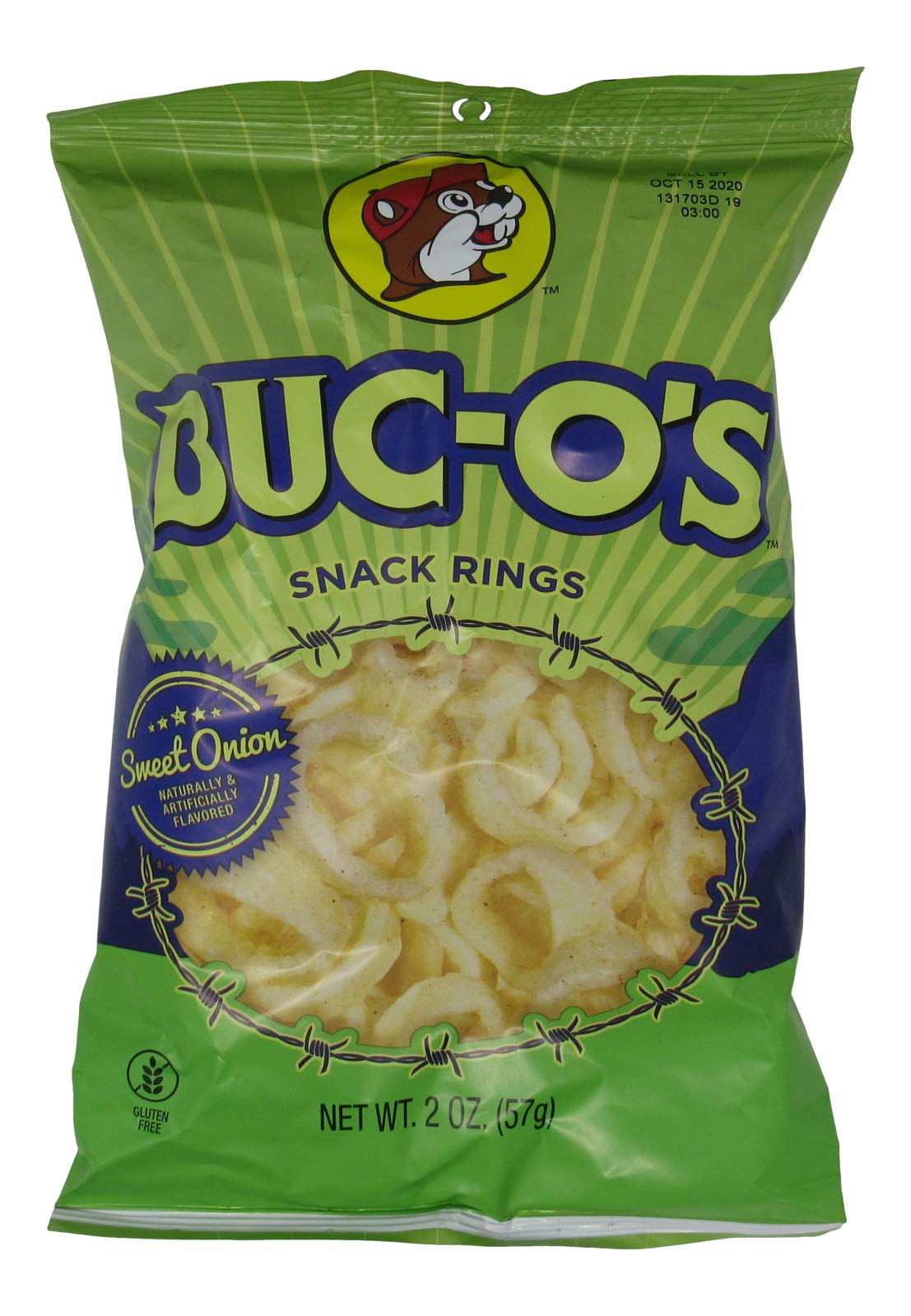 Buc-ees Buc-Os: Sweet Onion Flavored Snack Rings Puff Snacks From Texas, Gluten Free, Each Bag is 2 Ounces (One 2 Ounce Bag)