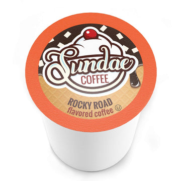 Sundae Ice Cream Flavored Coffee Pods, Compatible With 2.0 Keurig K-Cup Brewer, (Rocky Road) 48 Count