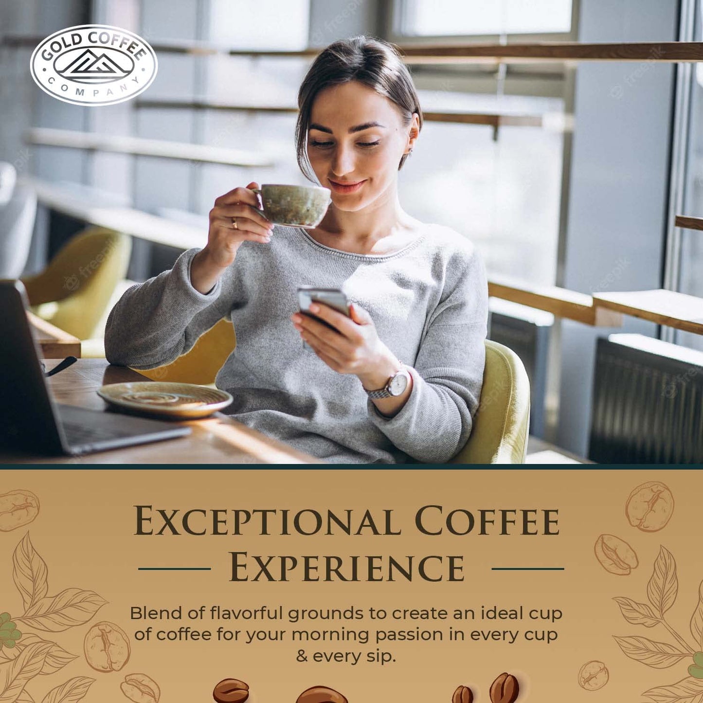 Gold Coffee Company Kanaloa Premium House Blend | Gourmet Medium Roast Ground Coffee | 100% Arabica Roasted Beans | 1 Lb.