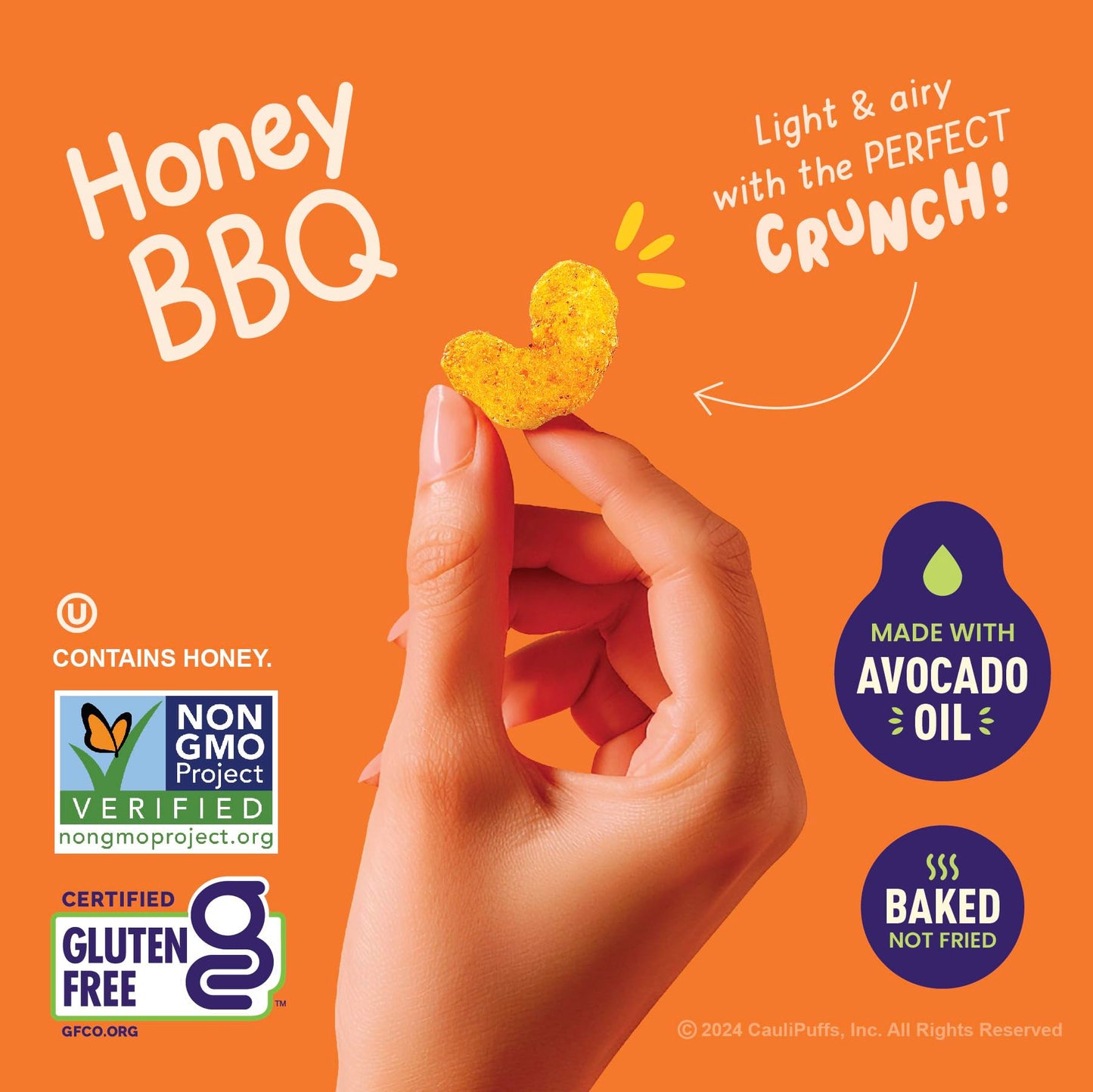 CauliPuffs - Corn, Rice, and Cauliflower Gluten Free Puffed Snack (15 X 0.75oz Bags, Honey BBQ)