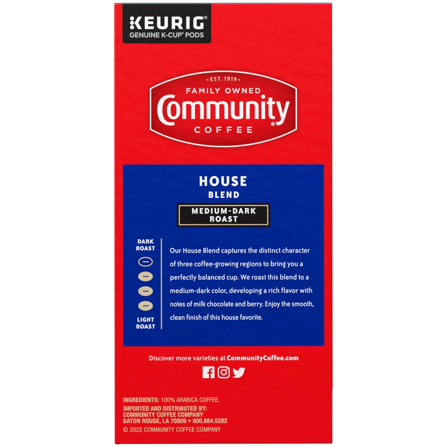 Community Coffee House Blend Medium-Dark Roast K-Cup Pods, 32 Count, Single Serve