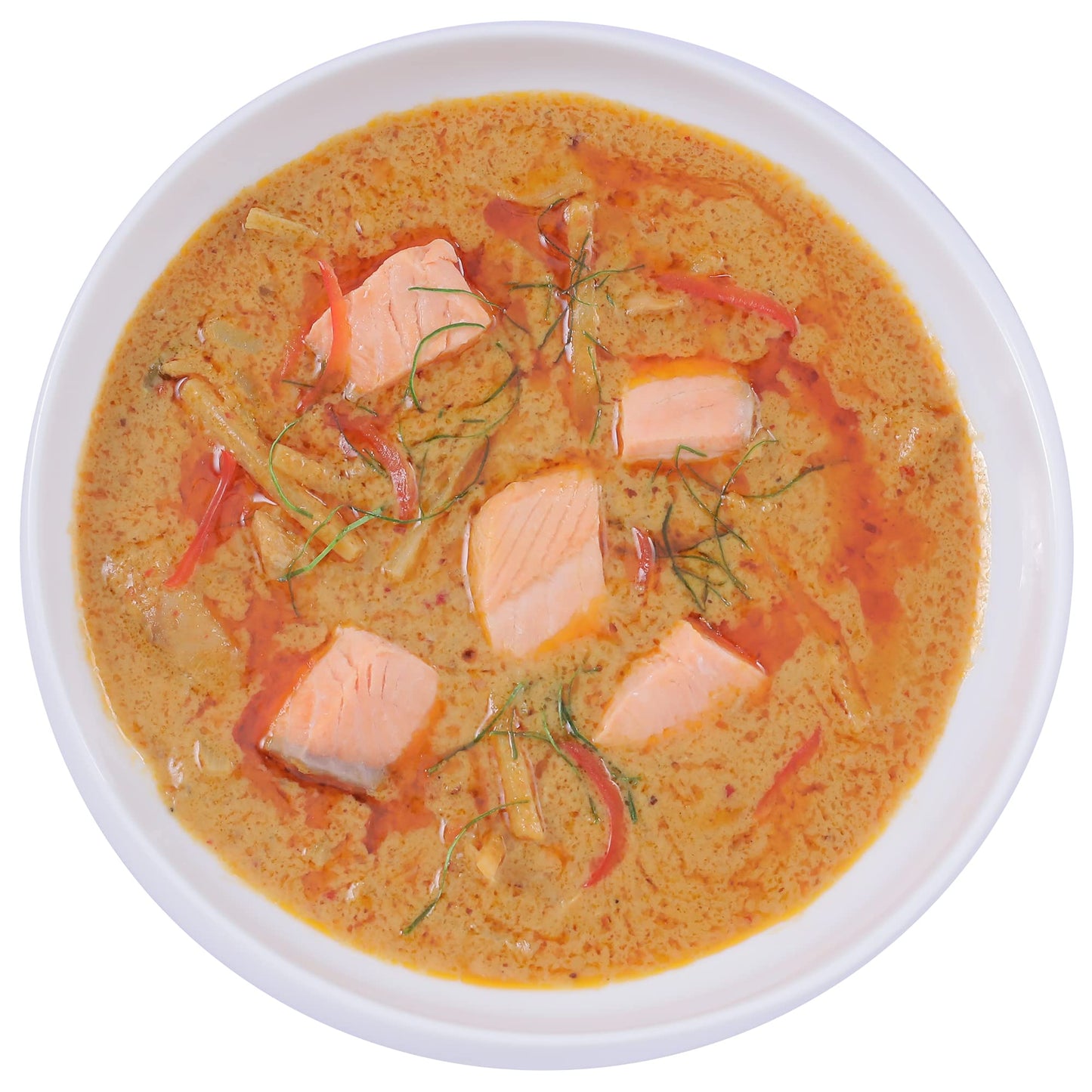 Shanyi Instant Microwave Meals, Thai Panang Curry With Salmon And Jasmine Rice 250G/8.8Oz, Case Of 6