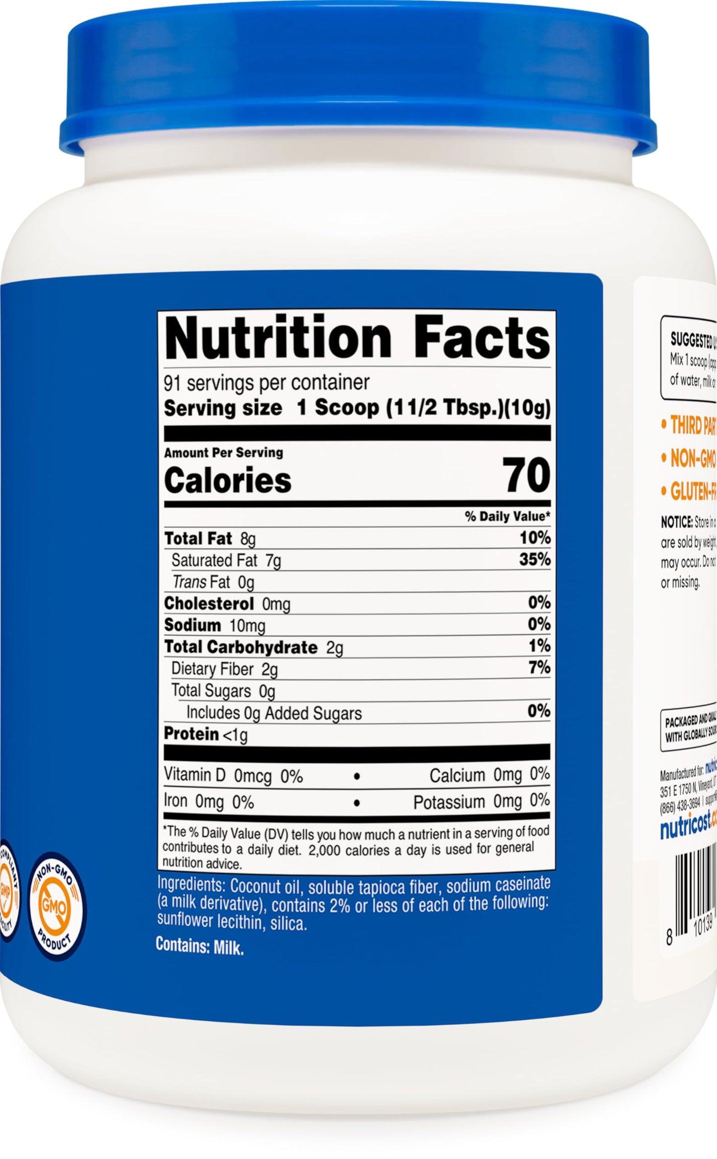 Nutricost Coconut Oil Powder 2 Lbs (90 Servings) - Non-Gmo And Gluten-Free - Premium Quality