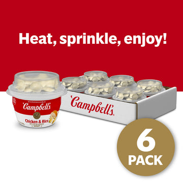 Campbell'S Chicken And Rice Soup With Oyster Crackers, 7.35 Ounce Microwavable Bowl (Case Of 6)