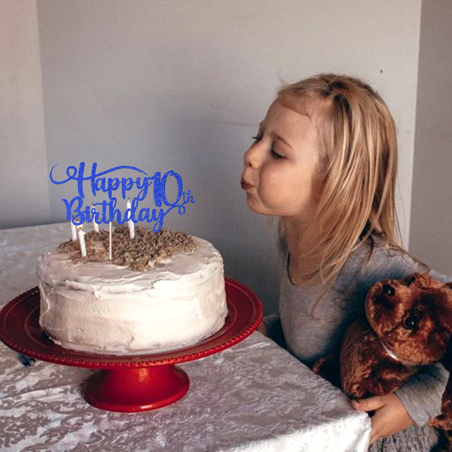 Rssta i Happy 10th Birthday Cake Topper, Glitter Number 10, Deep Blue, Paper, Model XM223