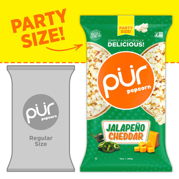 Pur Popcorn | Made With Coconut & Avocado Oils | Party Size Bag | Jalapeno Cheddar | Guilt-Free & Healthy Snack | Gluten Free, V