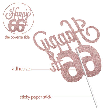 Lingteer Happy 66Th Birthday Cake Topper - Cheers To 66Th Birthday 66 Years Old Birthday Party Cake Decorations Sign.