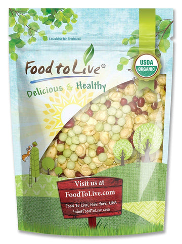 Food To Live Organic Crunchy Mix Of Sprouting Beans, 1 Pound - Non-Gmo, Kosher, Non-Irradiated, Vegan, Raw, Dried, Bulk - Organic Green Peas, Organic Adzuki, Organic Lentil, Organic Garbanzo
