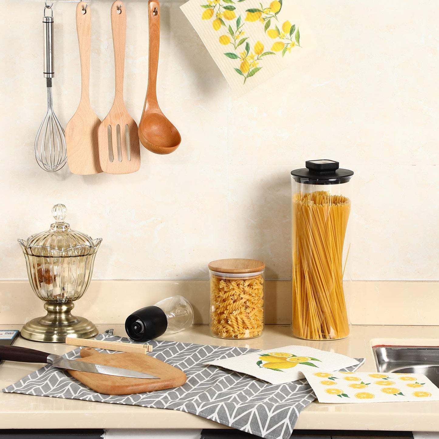 Boao Set Of 6 Lemon Swedish Kitchen Dishcloths Cleaning Cloths Absorbent Cloth No Odor Reusable Dish Towel For Kitchen, Hand, Counter Wipes