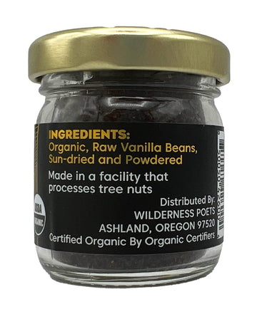 Wilderness Poets Organic Pure Vanilla Powder, Tahitian Grade A, 0.5 oz Glass Jar - Perfect for Baking, Coffee, Ice Cream, Chefs