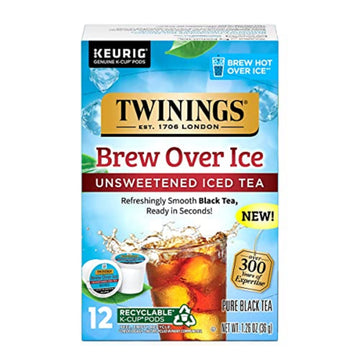 Twinings Brew Over Ice Unsweetened Black Iced Tea 72 K-Cup Pods for Keurig, 12 Count (Pack of 6), Caffeinated