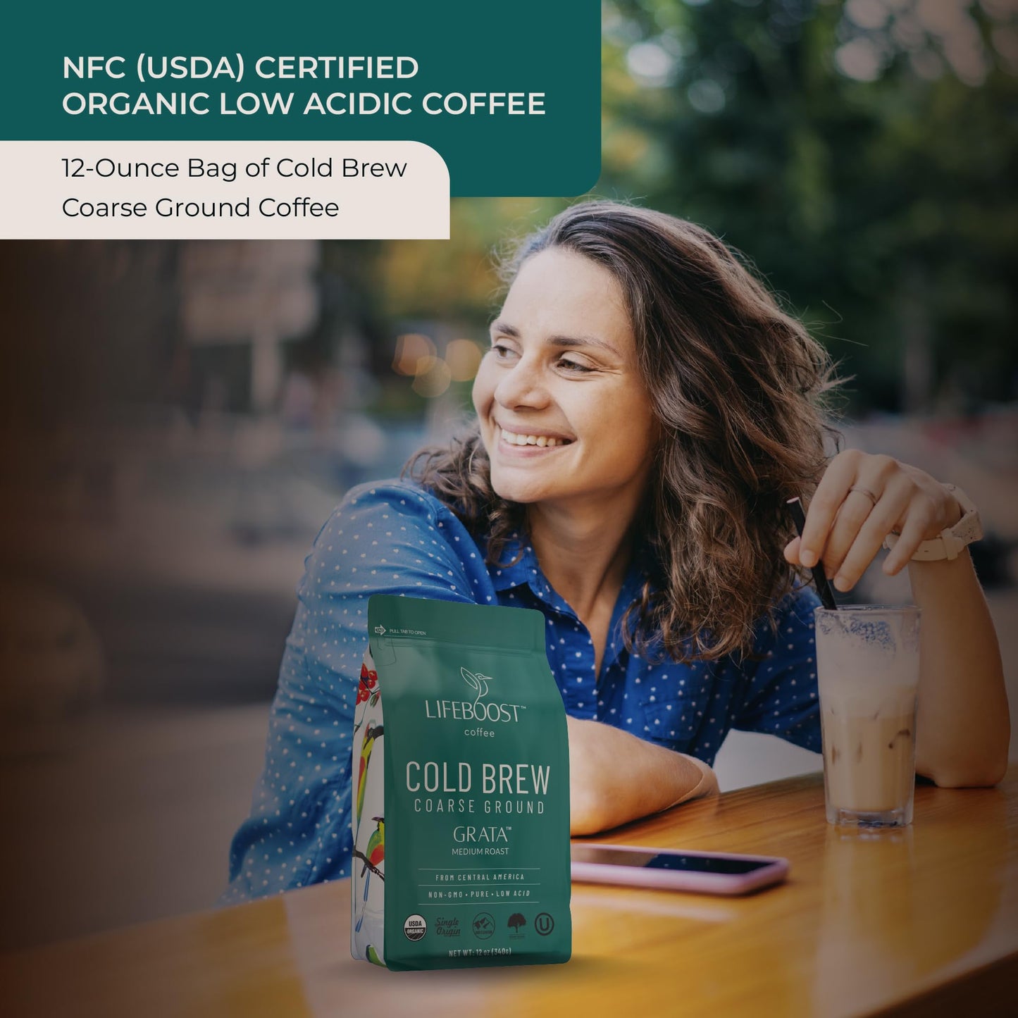 Lifeboost Medium Cold Brew Coffee - Low Acid Coarse Ground Coffee For Cold Brew - Single Origin Non-Gmo Usda Organic Cold Brew Coffee Grounds - 3Rd Party Tested For Mycotoxins & Pesticides - 12 Ounces