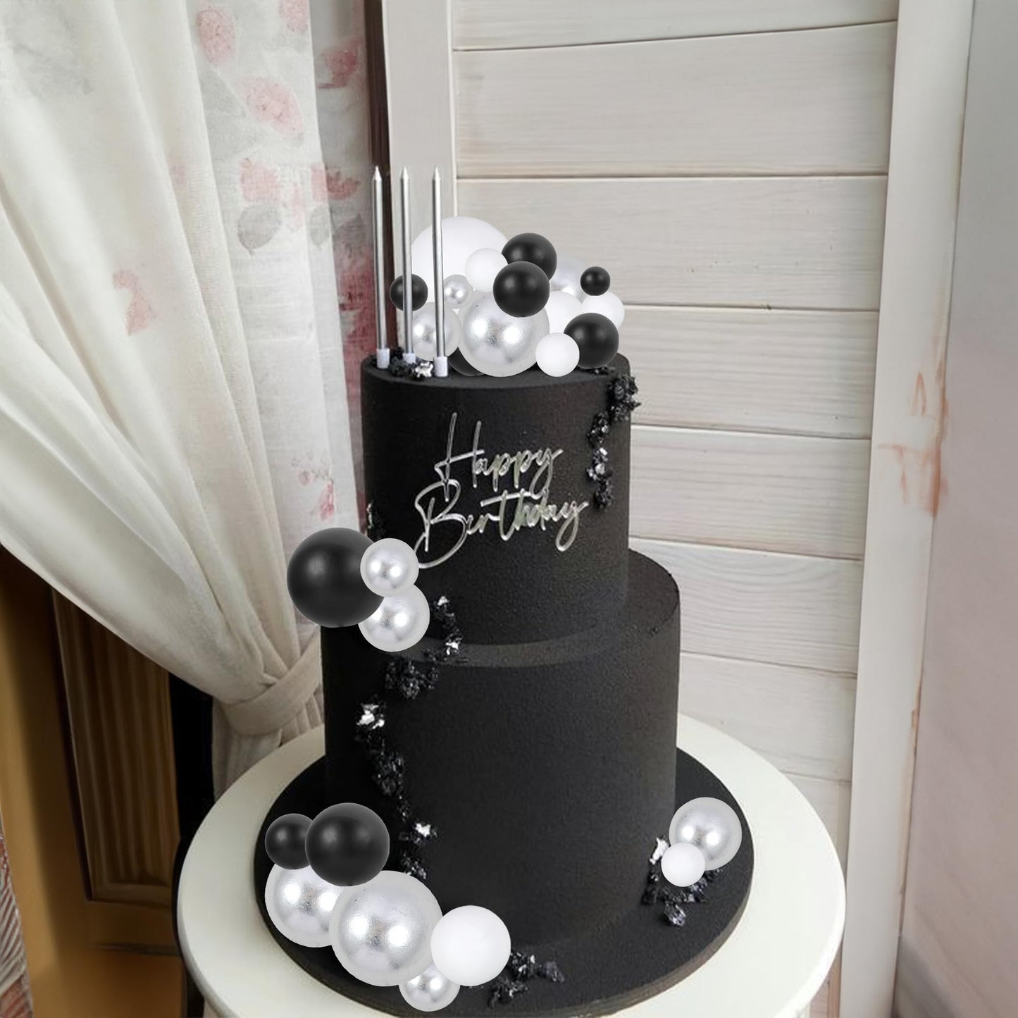 Gyufise 30Pcs Balls Cake Toppers Ball Picks Ball Shaped Cupcake Toppers Foam Balls Cake Topper Mini Balloons Cake Decorations Fo